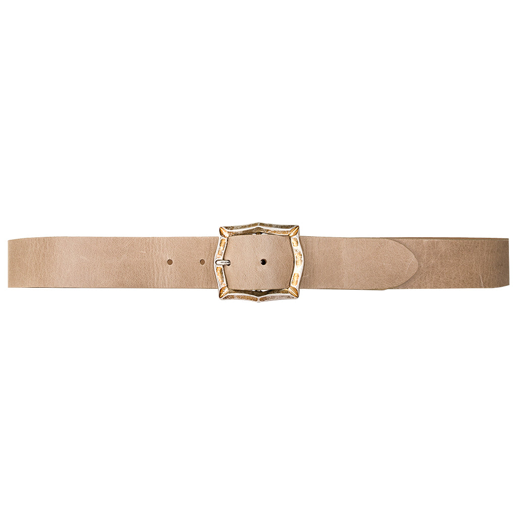 Buy Beige Suede Belt With Gold Buckle