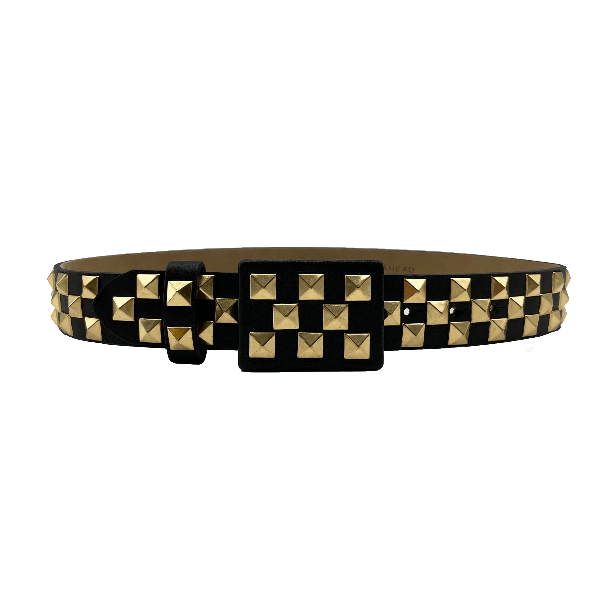 Zac's Alter Ego Two Row Pyramid Studded Red Leather Belt at