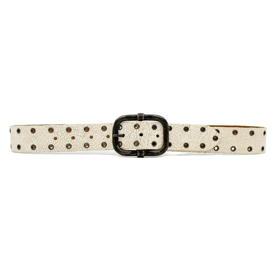 Avery Belt - White Distressed Italian Leather Unisex Belt - Streets Ahead