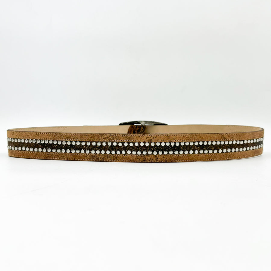 Drew Belt - Distressed Italian Studded Leather Belt - Streets Ahead