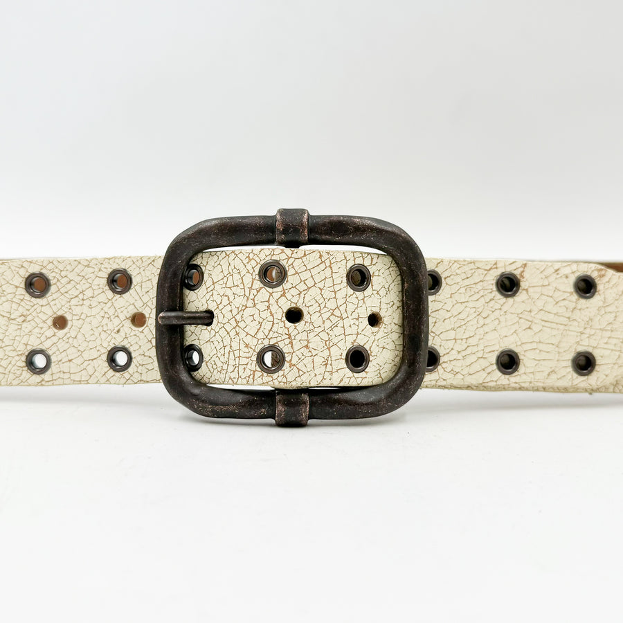 Avery Belt - White Distressed Italian Leather Unisex Belt - Streets Ahead