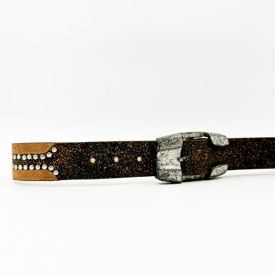 Drew Belt - Distressed Italian Studded Leather Belt - Streets Ahead