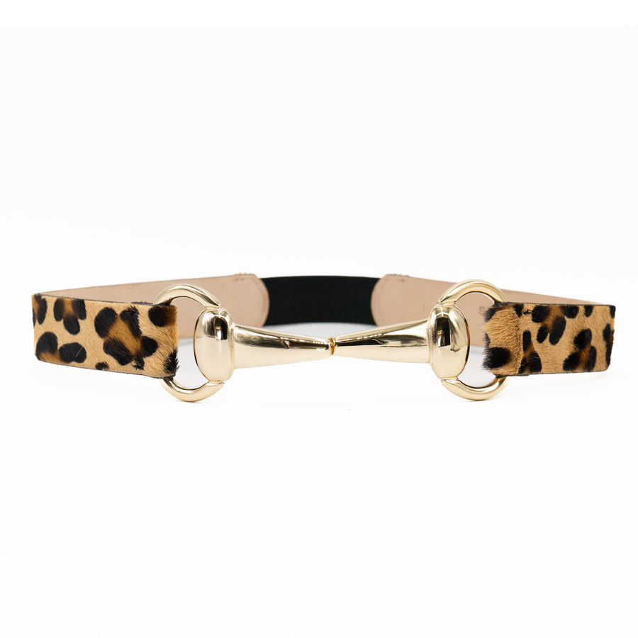 Lila Leopard Belt - Statement Leopard Print Gold Equestrian Hardware Belt - Streets Ahead