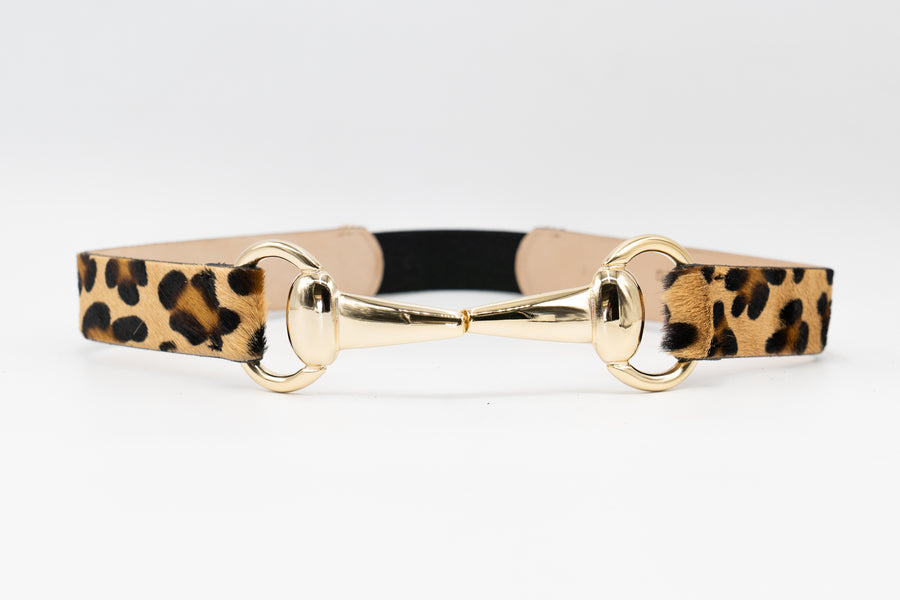 Lila Leopard Belt - Statement Leopard Print Gold Equestrian Hardware Belt - Streets Ahead