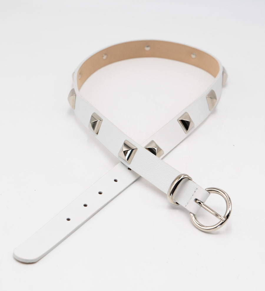 Kya Belt - Chic Pyramid Hardware Belt On Smooth Italian Leather - Streets Ahead