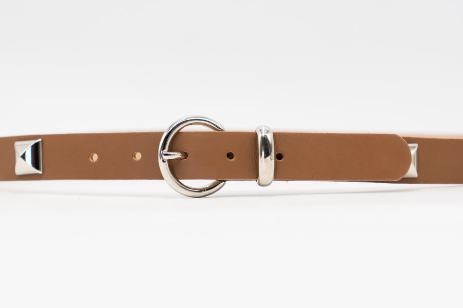 Kya Belt - Chic Pyramid Hardware Belt On Smooth Italian Leather - Streets Ahead