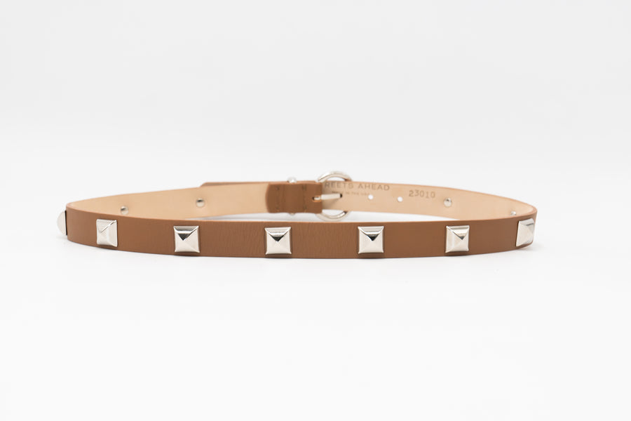 Kya Belt - Chic Pyramid Hardware Belt On Smooth Italian Leather - Streets Ahead