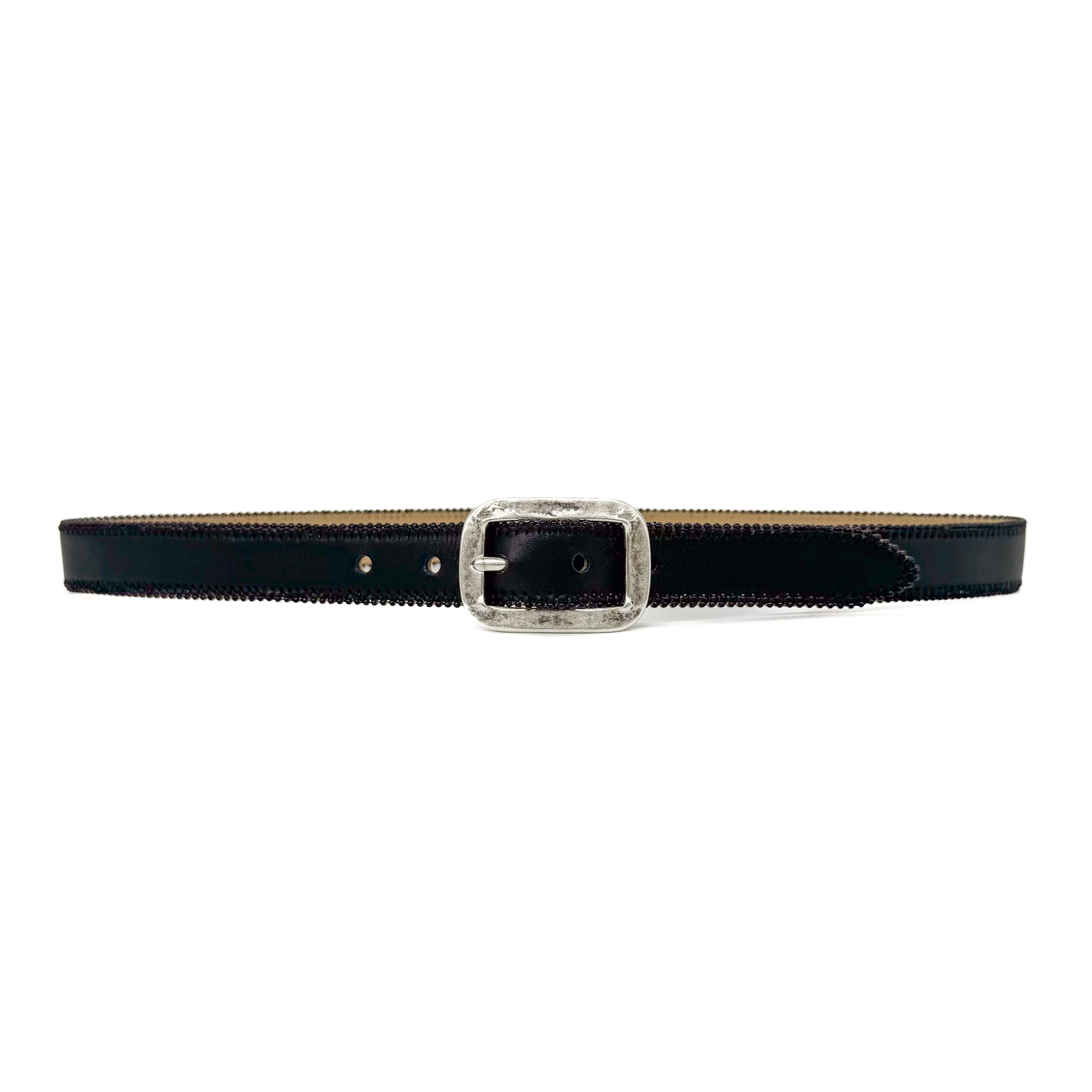 Colby Belt - Edgy Black Italian Leather Belt With Antique Silver Buckle ...