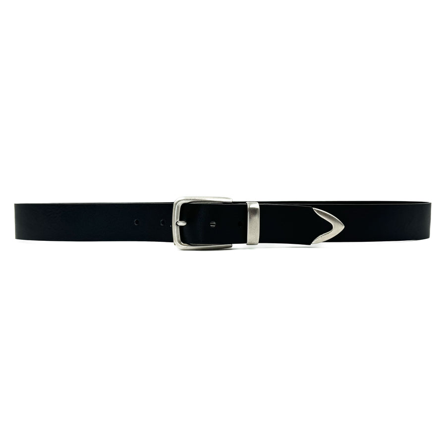 Casey Belt - Unisex Black Classic Italian Leather Silver Buckle - Streets Ahead