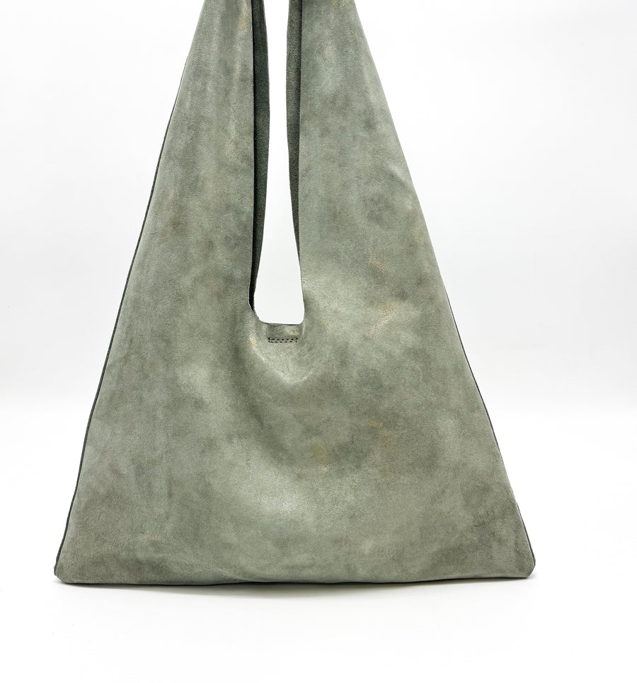 Elody Hobo - Sage Suede Italian Leather Handbag - Streets Ahead