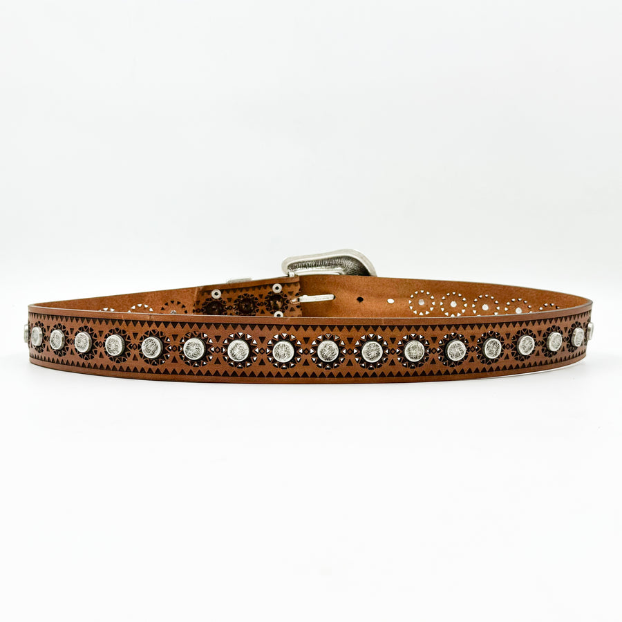 Riley Belt - Tan Western Italian Leather Unisex Belt - Streets Ahead