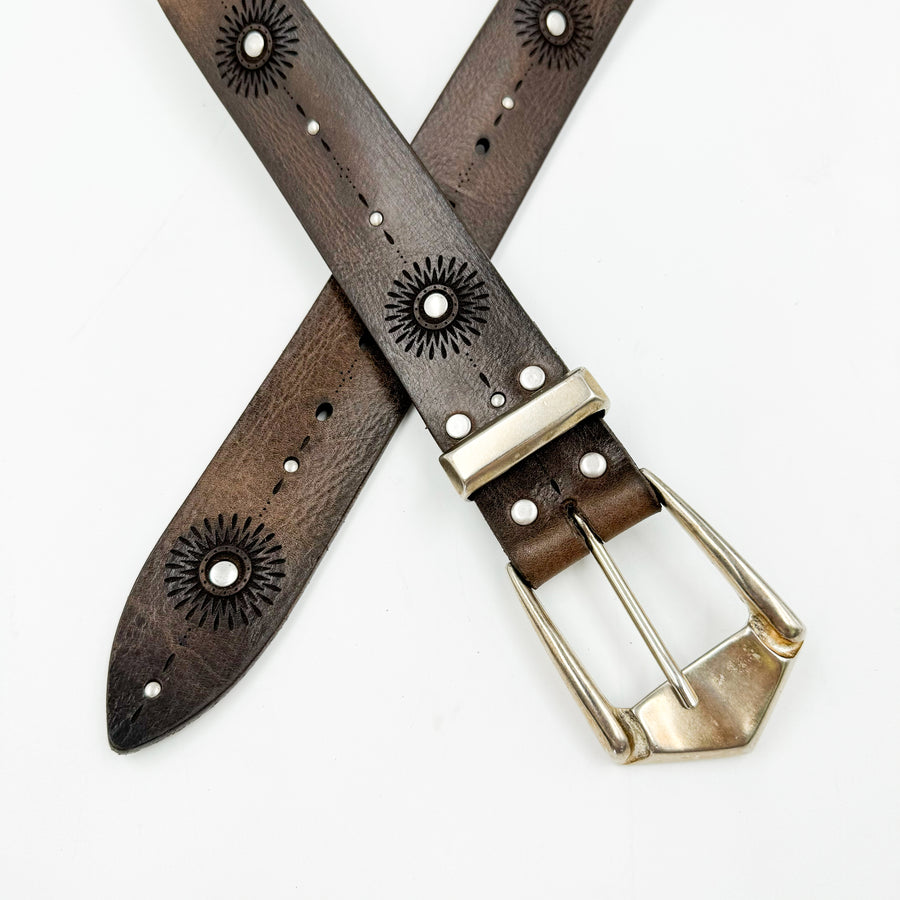 Morgan Belt - Brown Italian Leather Western Style Belt - Streets Ahead