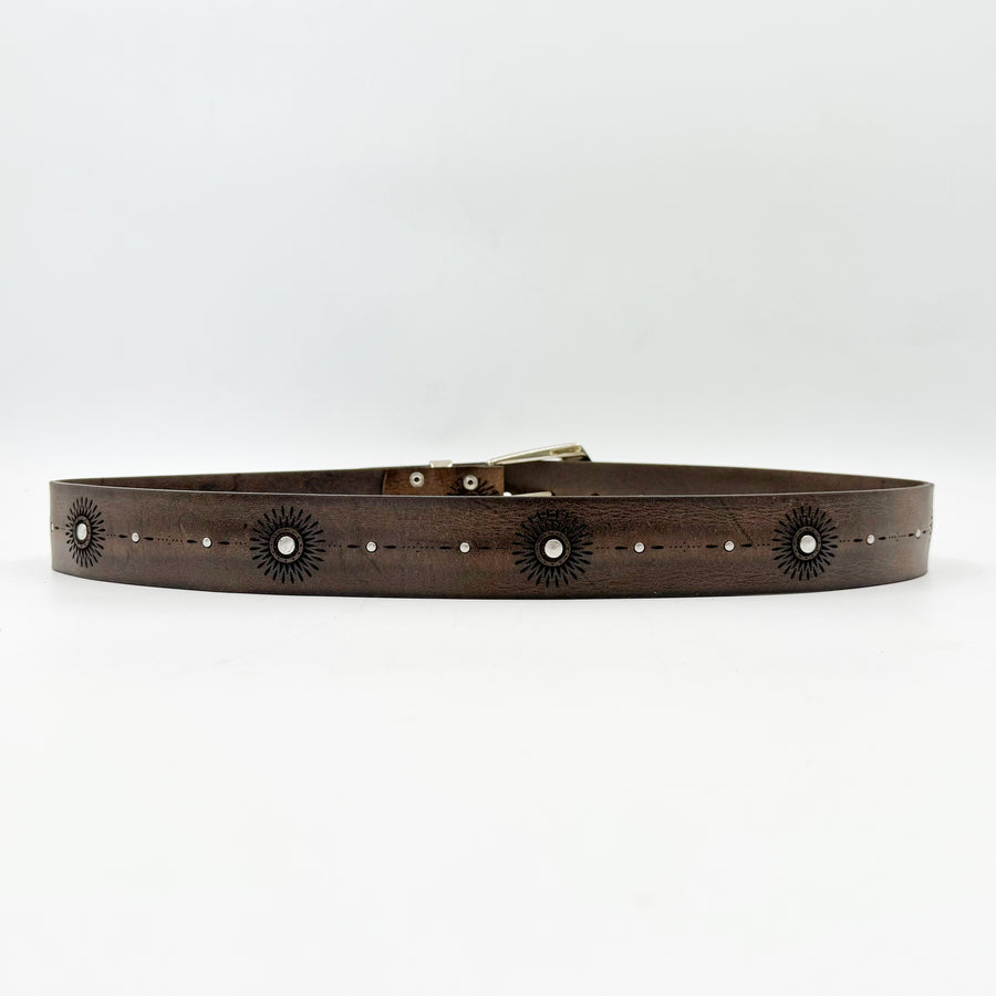 Morgan Belt - Brown Italian Leather Western Style Belt - Streets Ahead