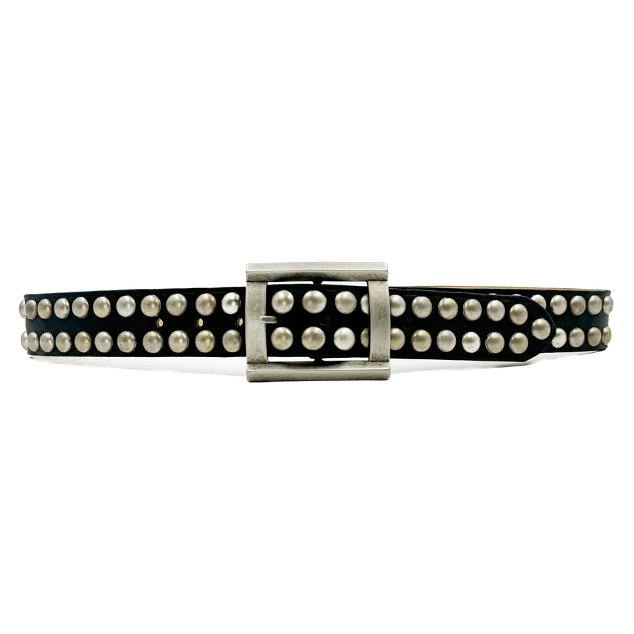 Taylor Belt - Edgy Black Leather Silver Studded Belt - Streets Ahead