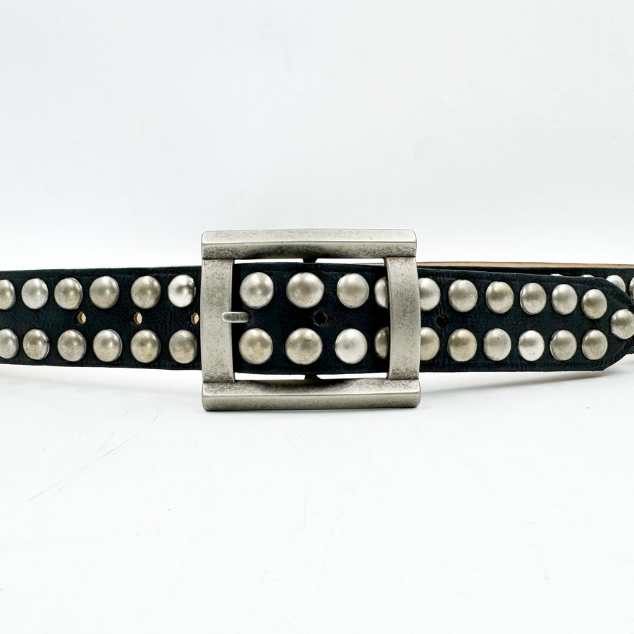 Taylor Belt - Edgy Black Leather Silver Studded Belt - Streets Ahead