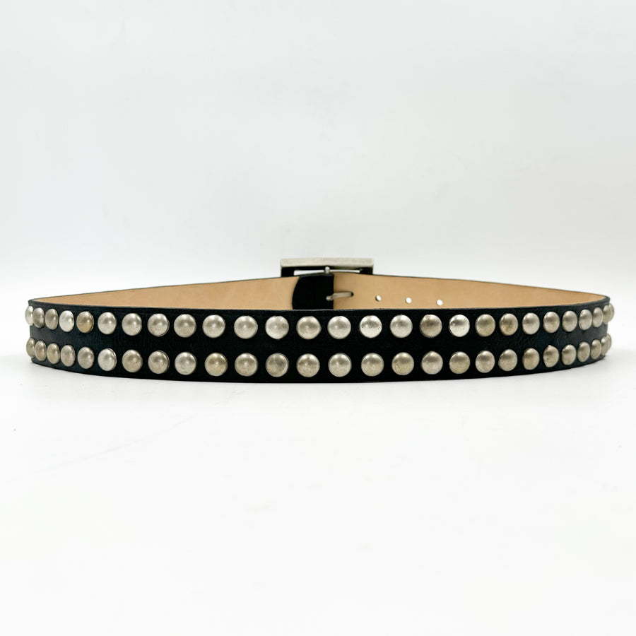 Taylor Belt - Edgy Black Leather Silver Studded Belt - Streets Ahead