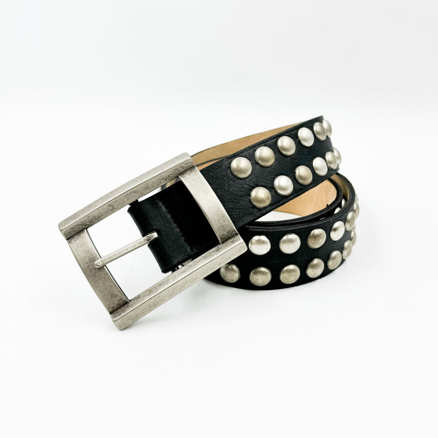 Taylor Belt - Edgy Black Leather Silver Studded Belt - Streets Ahead