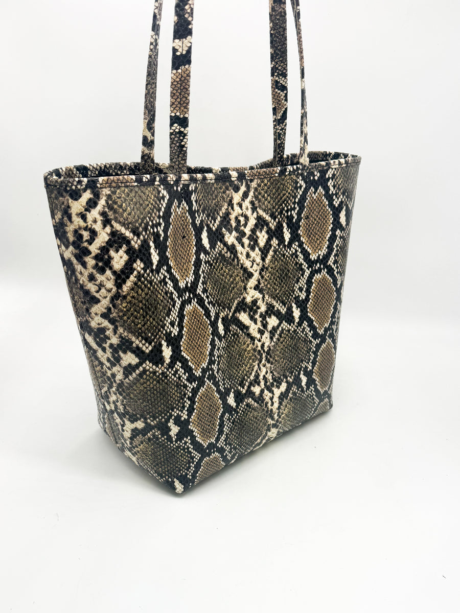 Zahara Tote - Dark Multi Color Snake Print Italian Leather Handbag | Streets Ahead