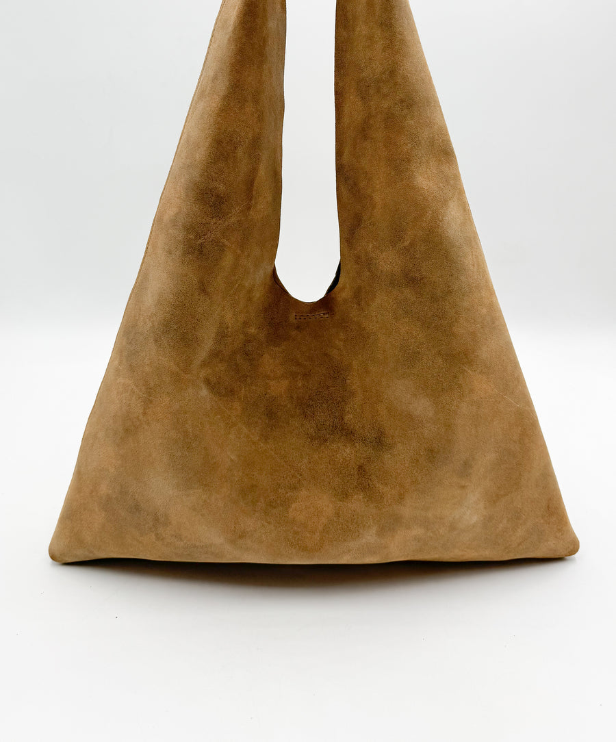 Elody Hobo - Soft Tan Suede Light Weight Leather Handbag - Streets Ahead