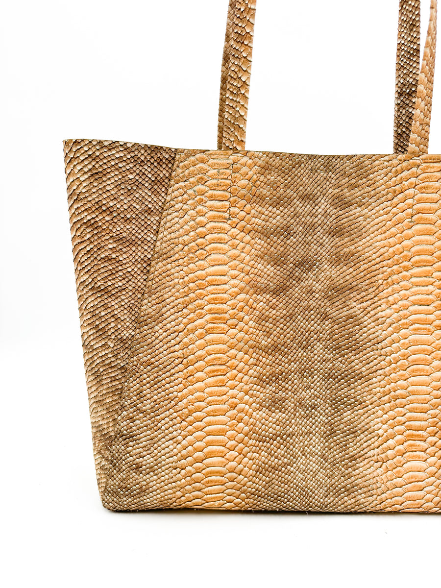 Yara Tote - Tan Python Print