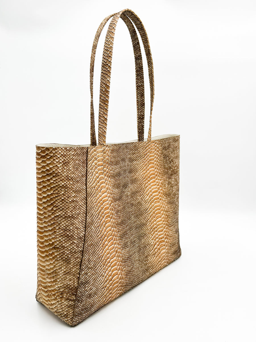 Yara Tote - Tan Python Print