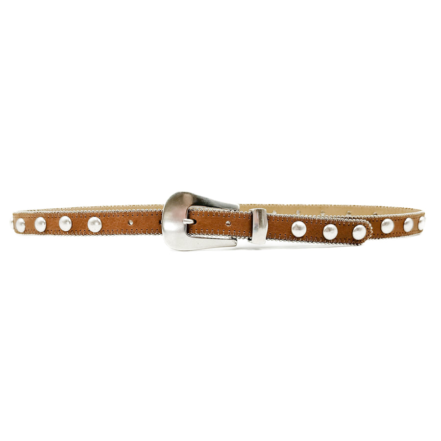 Sabel Belt - Western Tan Italian Narrow Leather Belt - Streets Ahead