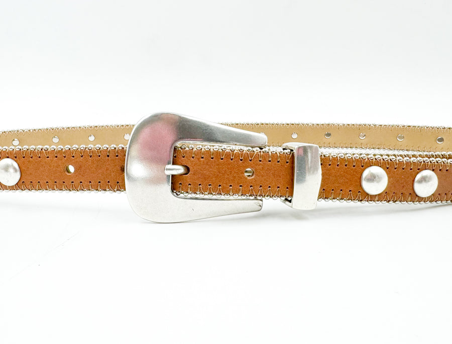 Sabel Belt - Western Tan Italian Narrow Leather Belt - Streets Ahead