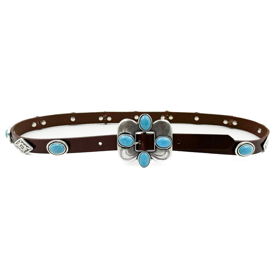 Tara Belt - Brown Leather Western Style Belt - Streets Ahead