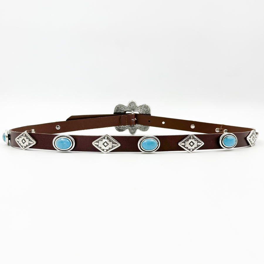 Tara Belt - Brown Leather Western Style Belt - Streets Ahead