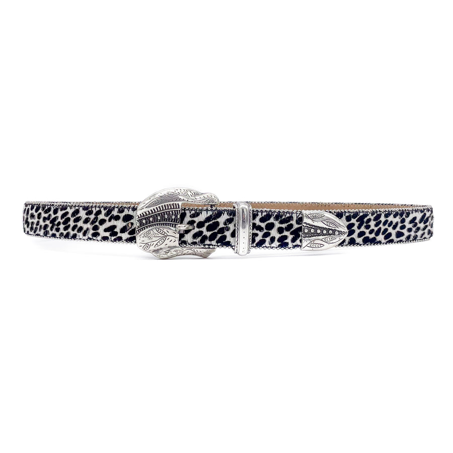 Lyra Cheetah Print Belt - Italian Black And White Cheetah Print Belt - Streets Ahead