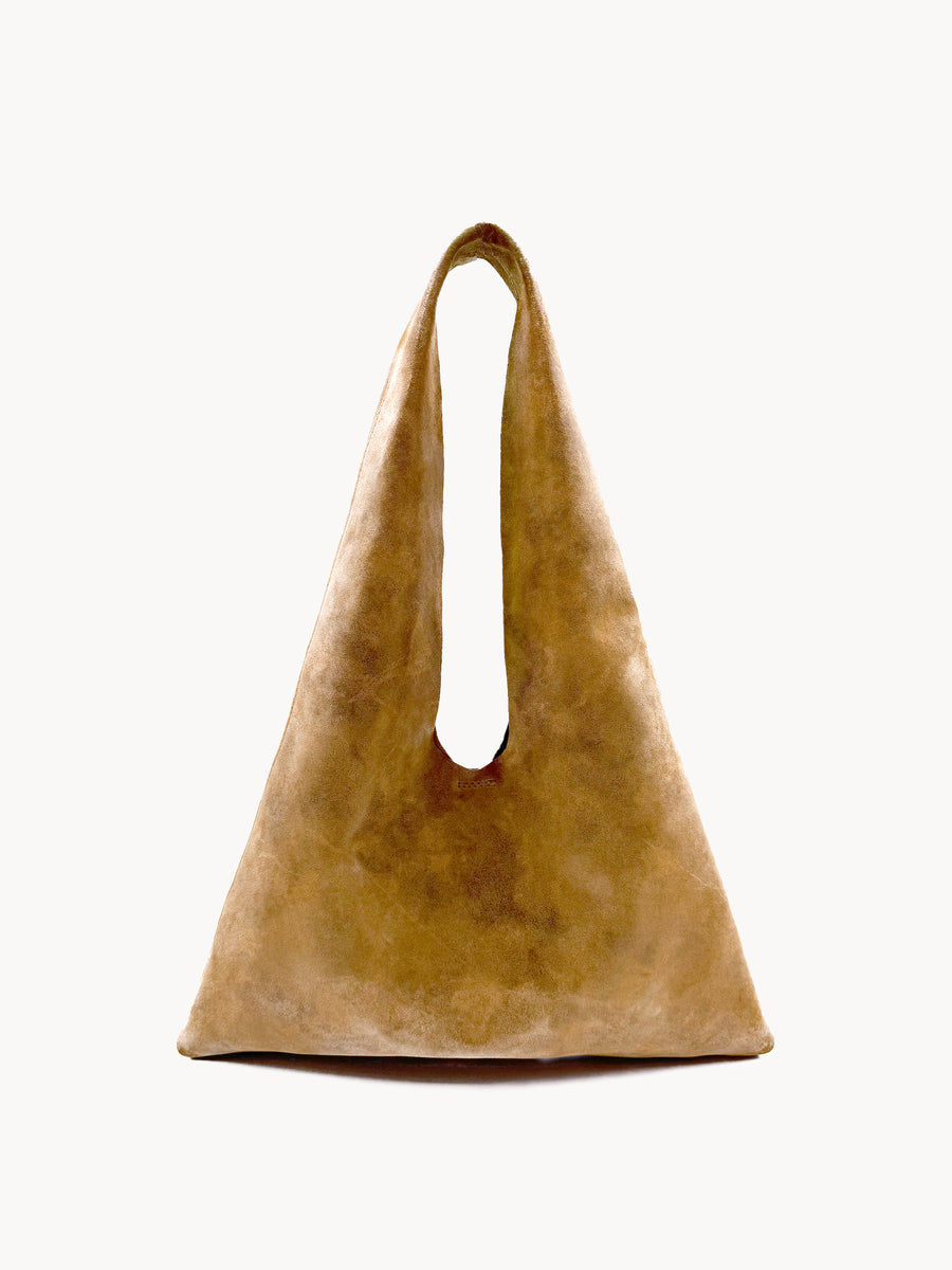 Elody Hobo - Soft Tan Suede Light Weight Leather Handbag - Streets Ahead