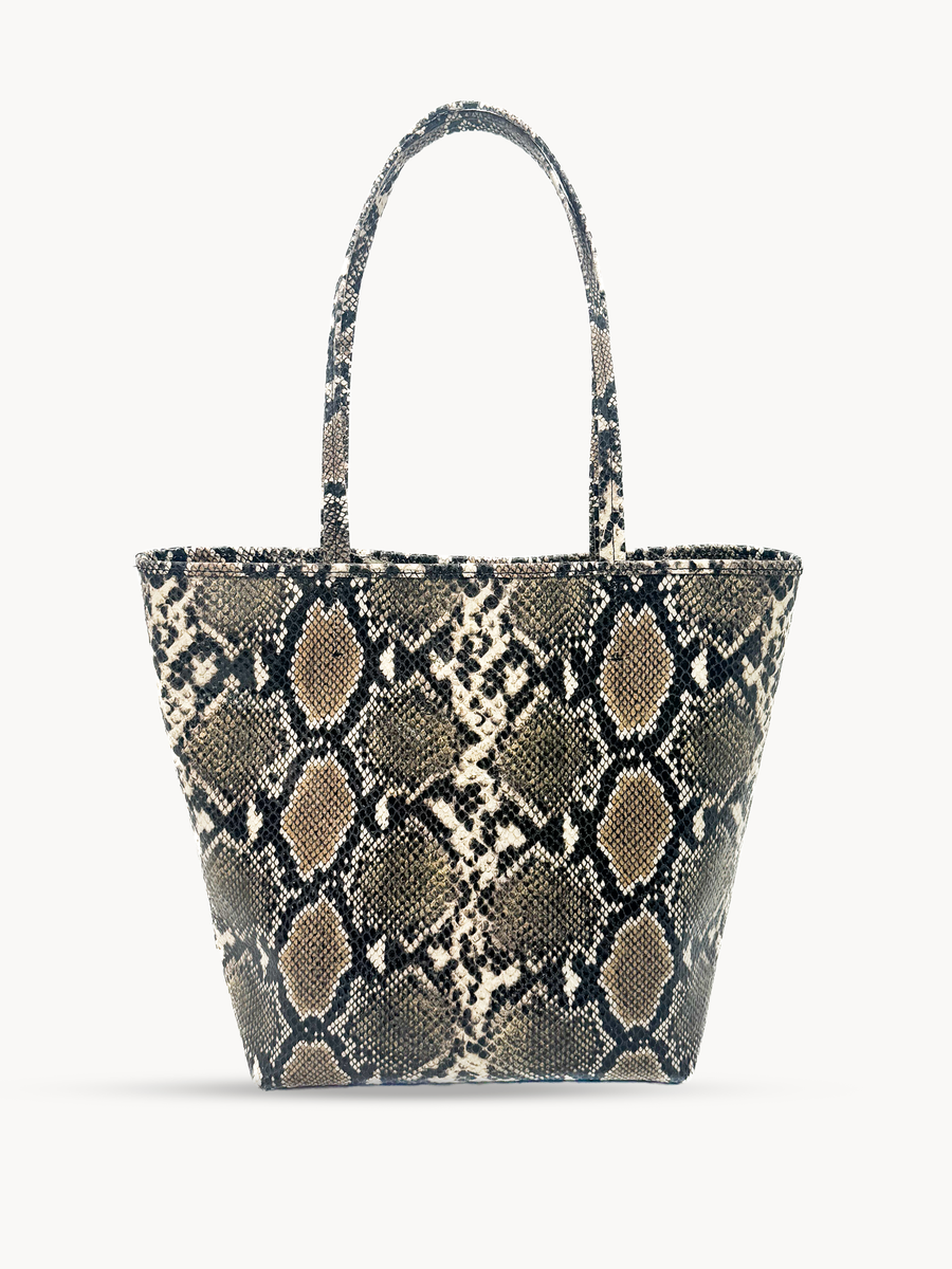 Zahara Tote - Dark Multi Color Snake Print Italian Leather Handbag | Streets Ahead