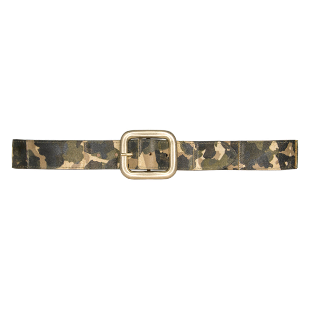 Militia Belt - Gold Shimmer Camo Leather Belt Light Gold Buckle ...